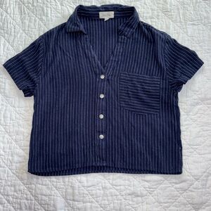 Love Notes Navy Pinstripe Button-Up Shirt